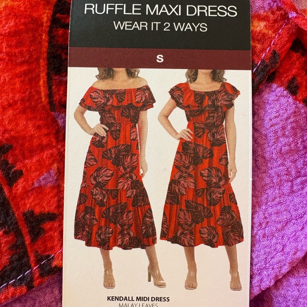 BNWT -SOFIA by Sofia Vergara Ruffle Maxi Dress - Purple & Red Floral